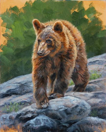 Bear, Bear Cub, Black Bear, Black Bear Cub, Black Bear Painting, Bear cub Painting, Black Bear Art, Nature Art, Leslie Kirchner